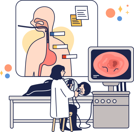 위 내시경을 하는 모습을 그린 일러스트
